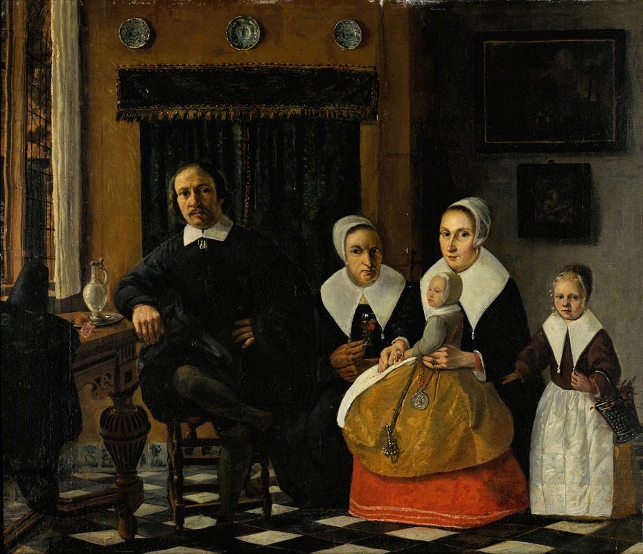 Esaias Boursse - Portrait of a family in an interior