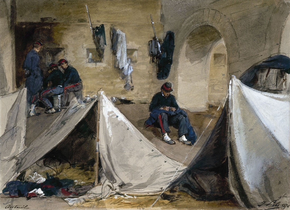 Isidore Pils - Campement de mobiles bretons sous le viaduc d’Auteuil en 1870.