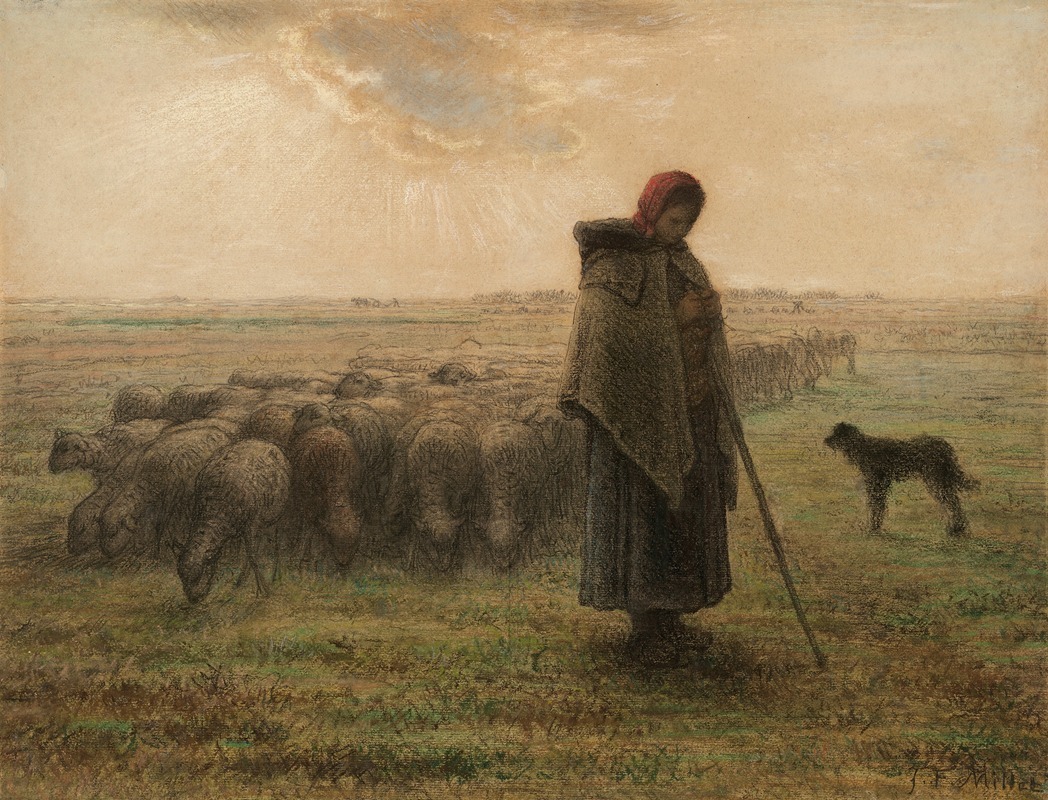 Jean-François Millet - Shepherdess and Her Flock