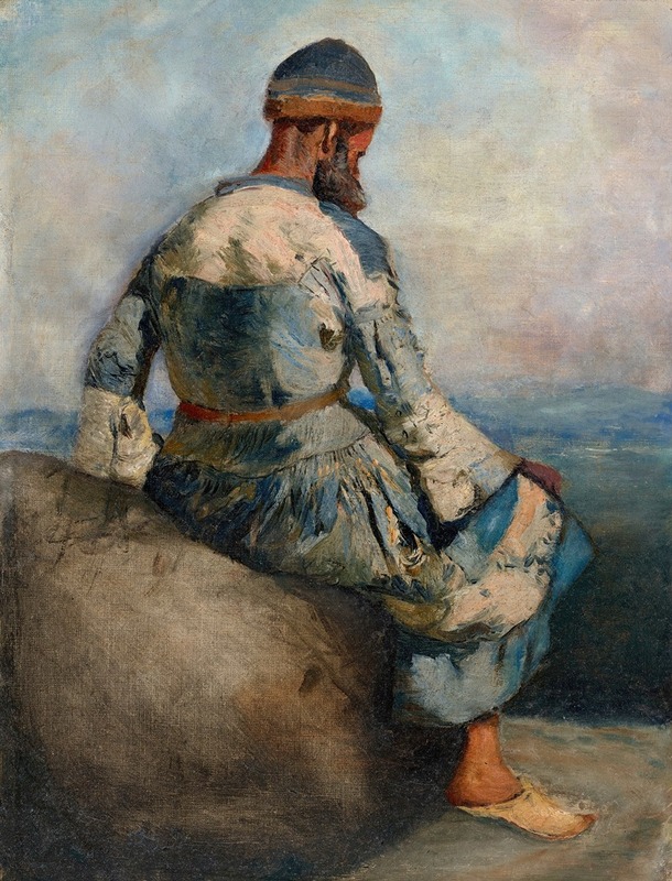Edwin Lord Weeks - Persian Peasant Seated atop a Rock