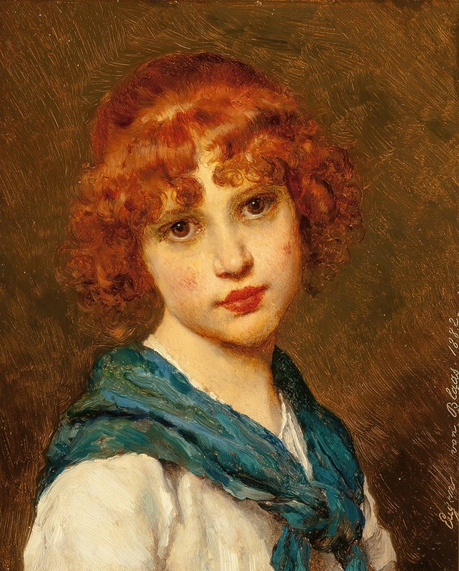 Eugen von Blaas - Girl with a blue scarf