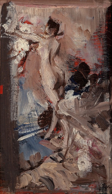 Giovanni Boldini - Nudo femminile con pelle di tigre (Study)
