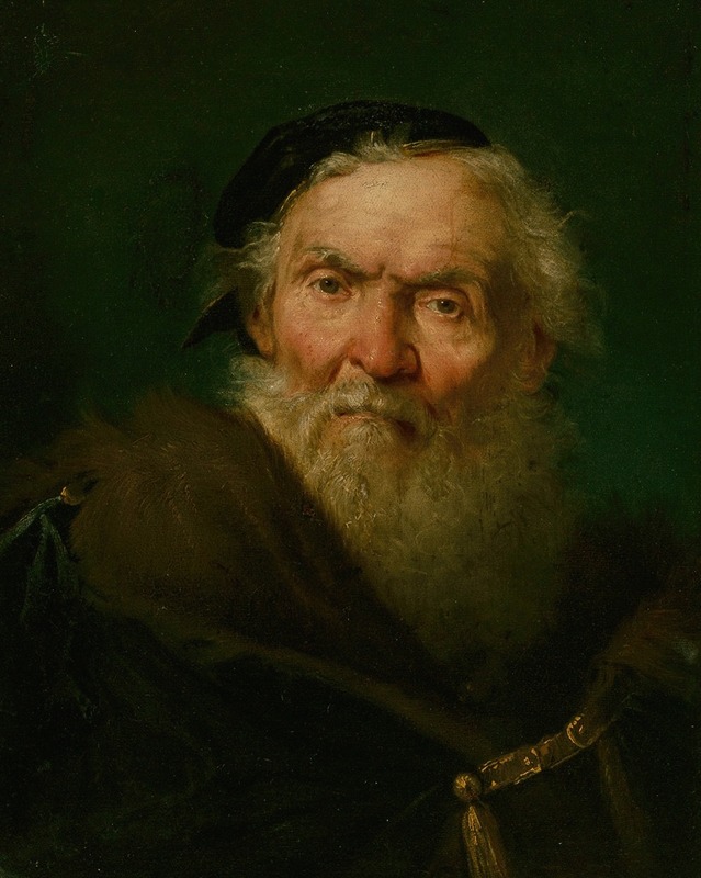 Giuseppe Nogari - Bearded old man wearing a fur-trimmed cloak with gold clasp