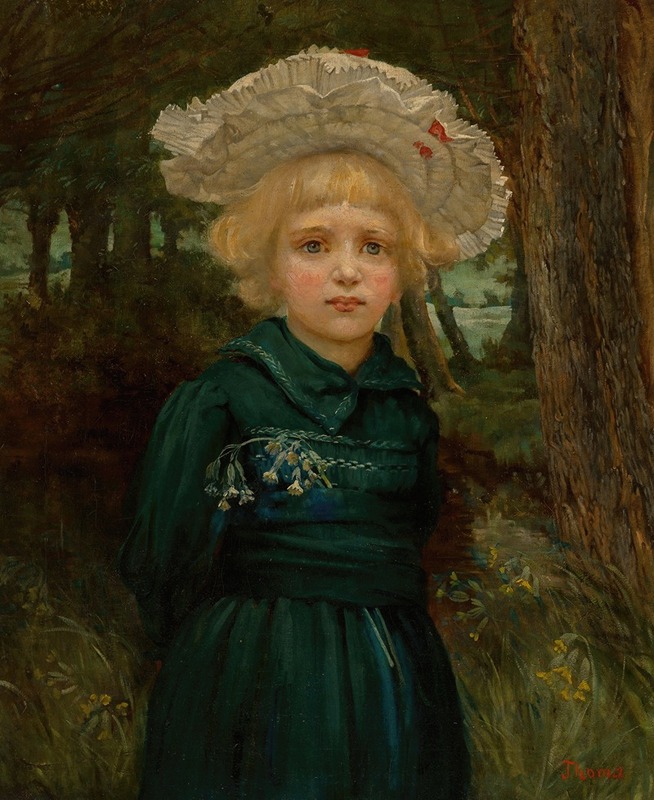 Hans Thoma - Portrait of a girl in a green dress