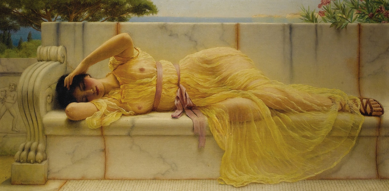 John William Godward - Girl in Yellow Drapery