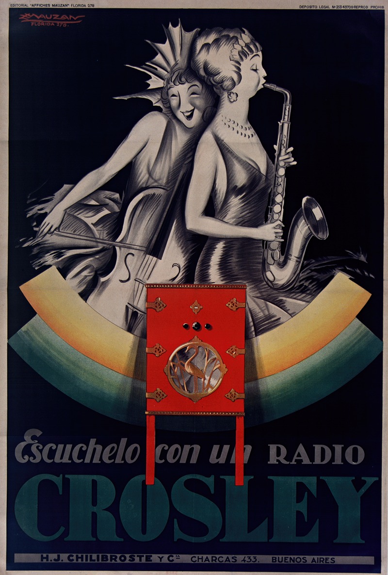 Achille Mauzan - Escuchelo con un radio Crosley H. J. Chilibroste… Buenos Aires