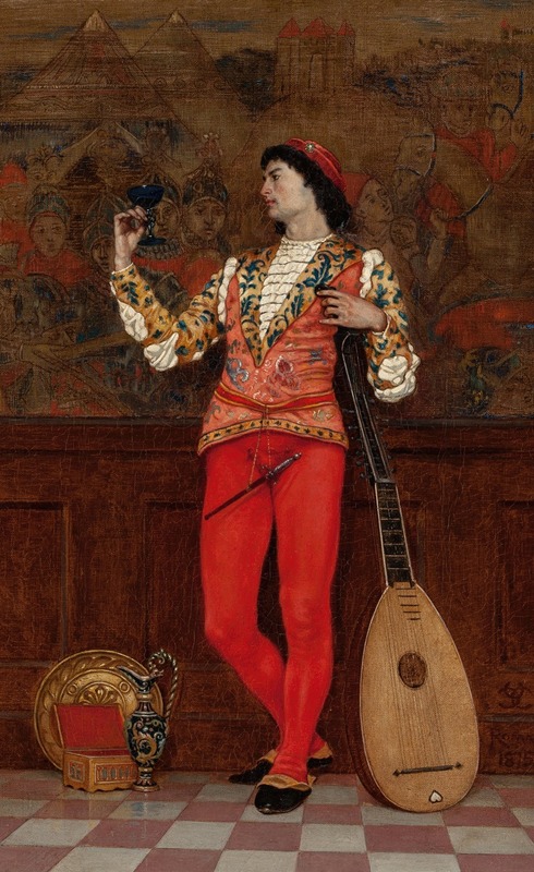Interior with Lute Player by Charles Caryl Coleman - Artvee