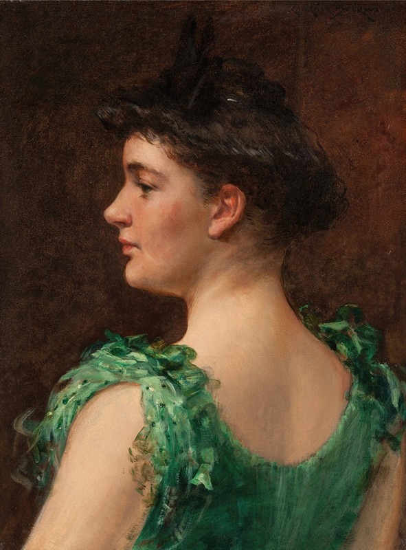 James Carroll Beckwith - The Green Dress