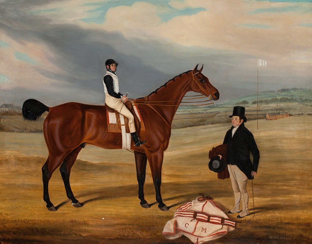 William Nedham - Foreigner with jockey up and his owner standing to the right