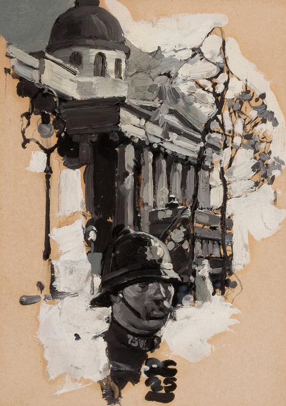 Dean Cornwell - Policeman with Parliamentary Building