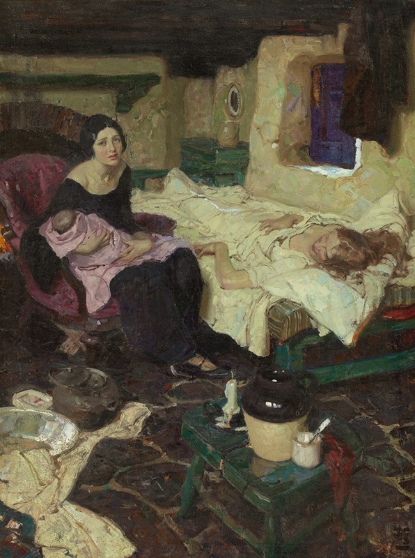 Dean Cornwell - The Beautiful Mid-Wife, the Baby, and the Beautiful Mother