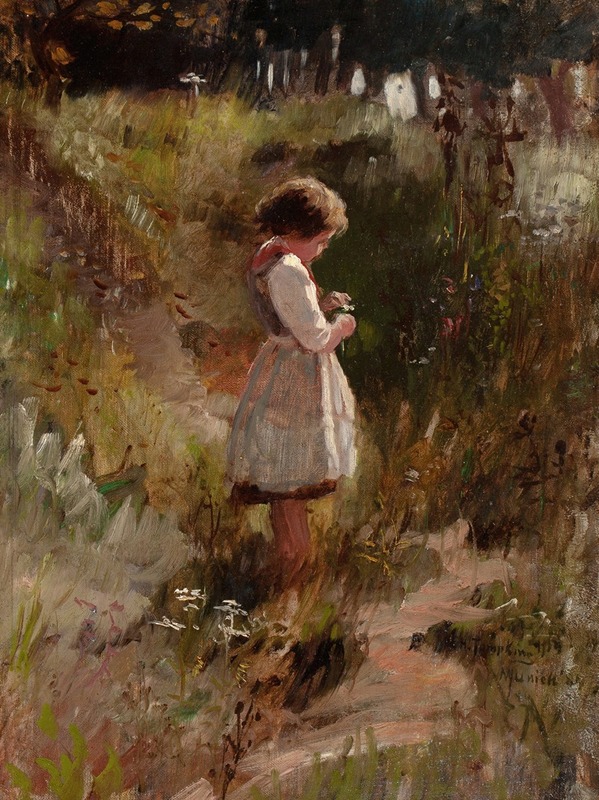 Frank Hector Tompkins - Child Picking Flowers