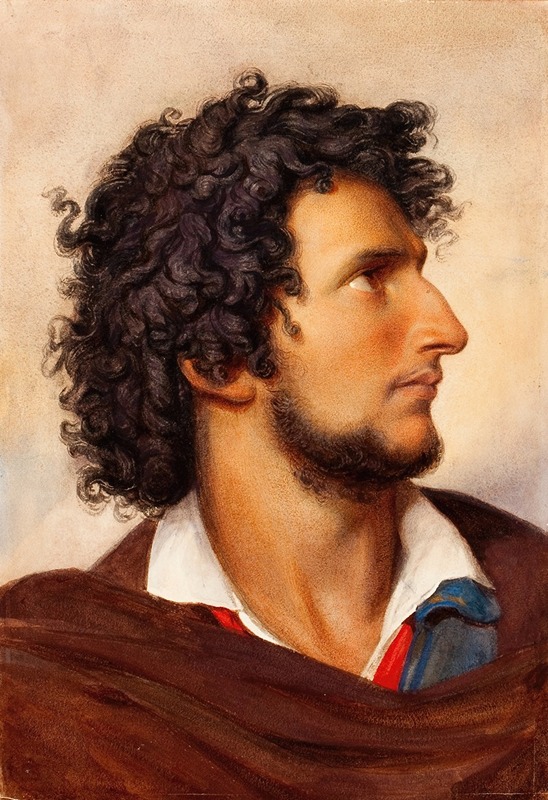 Friedrich von Amerling - Head of a Young Bearded Venetian Man in Profile