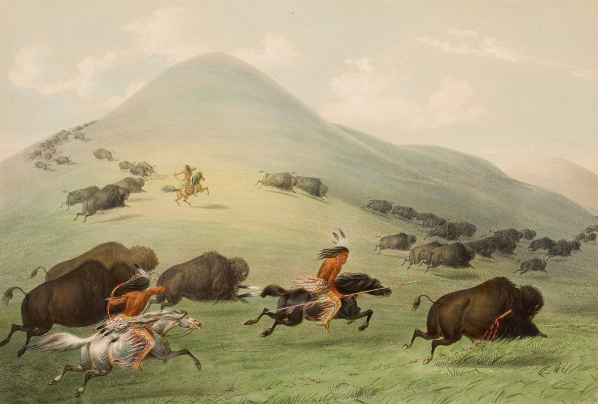 George Catlin - Buffalo Hunt, Horseback