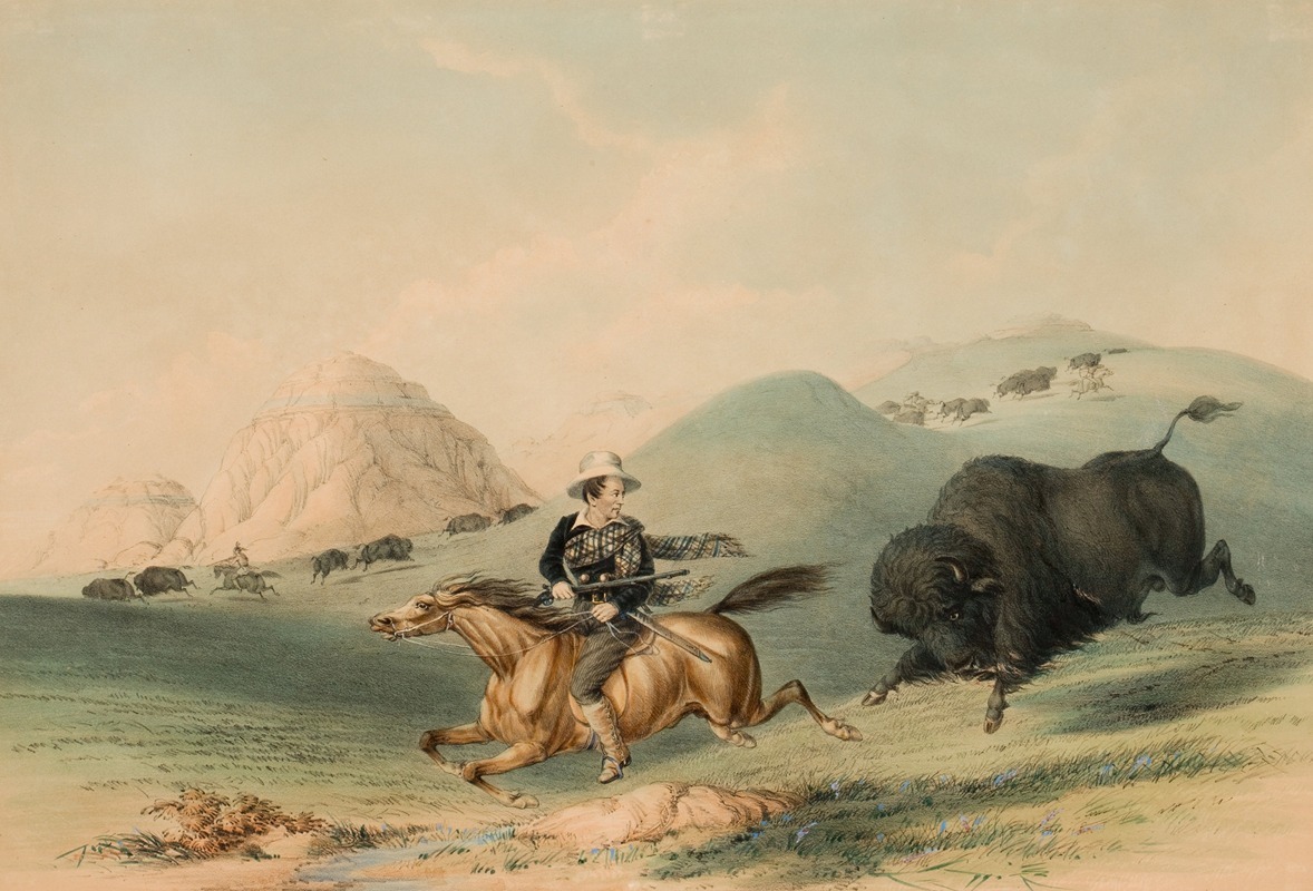 George Catlin - Buffalo Hunt, Chasing Back