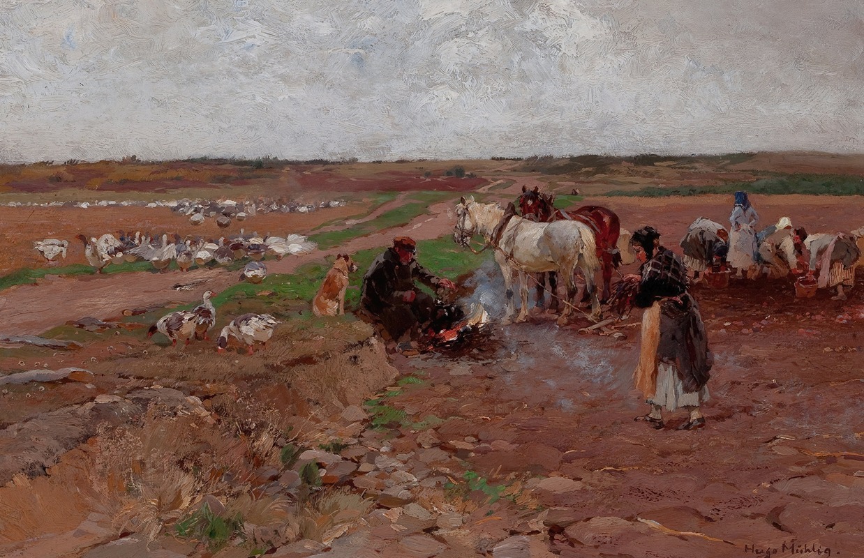 Hugo Mühlig - Peasants with Horses