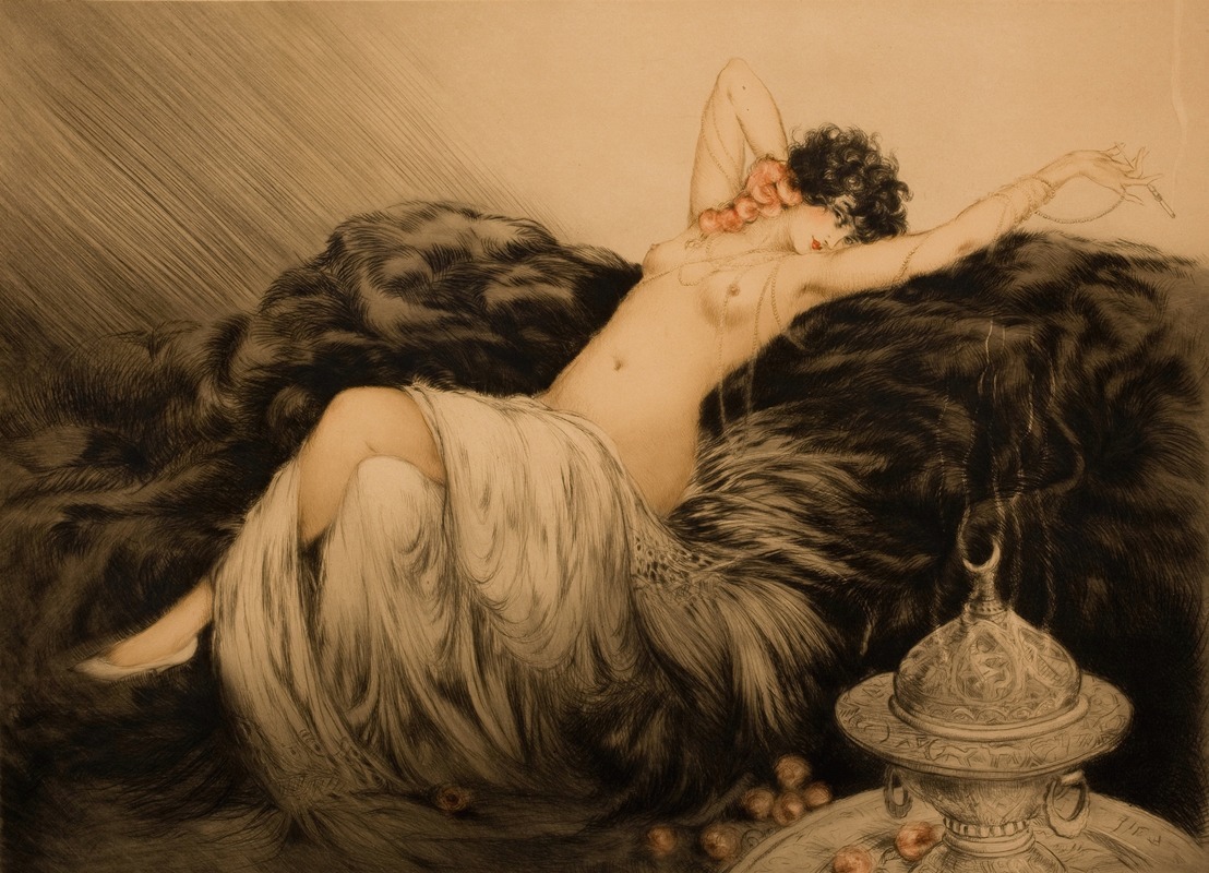 Louis Icart - Nude with Black Fur