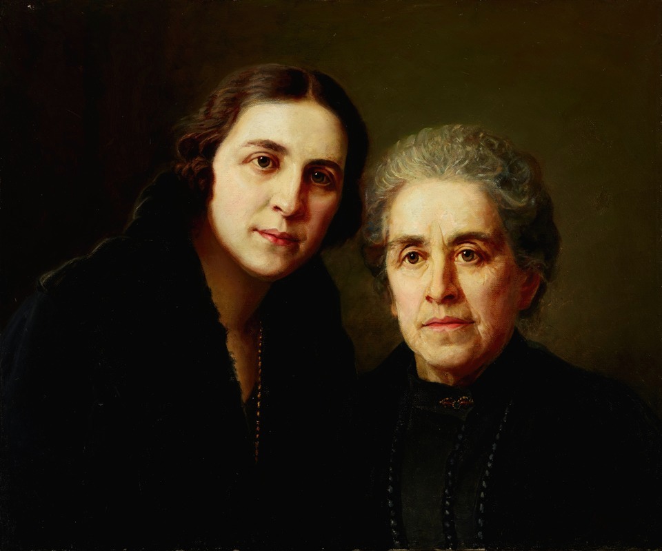 Aleksander Krawczyk - Portrait of Mrs Biesiekierska with Daughter