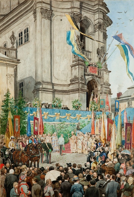 Antoni Kozakiewicz - ‘The Emperor Welcomed in Front of te Cathedral of Saint George in Lviv’