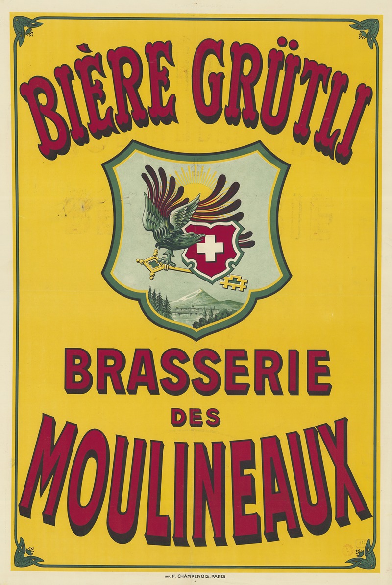 Anonymous - Bière Grütli. Brasserie des Moulineaux