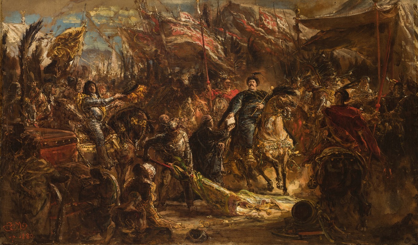 Jan Matejko - Jan III Sobieski Hands Canon Denhoff a Letter to the Pope with the Message of the Victory over the Turks at Vienna in 1683