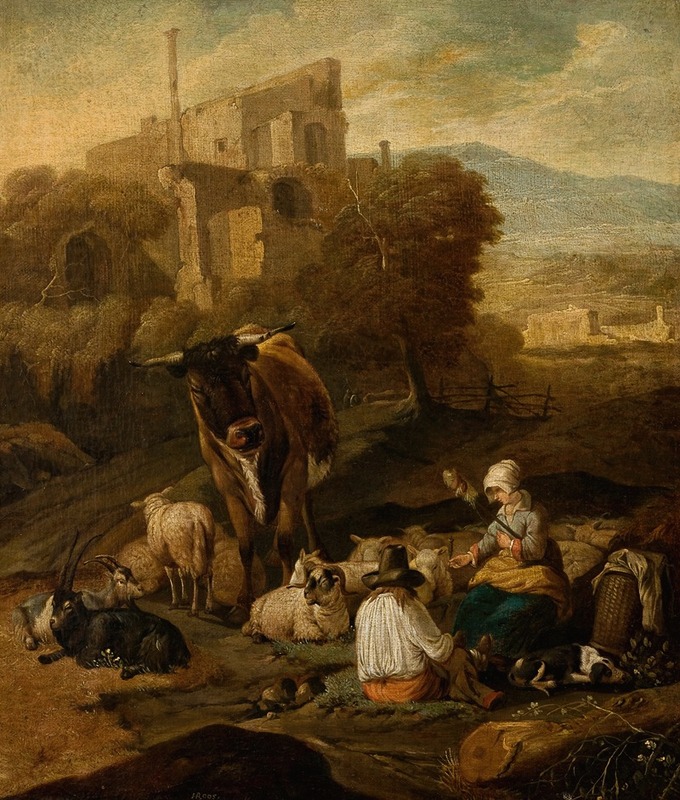 Johann Heinrich Roos - Pastoral Scene Against Ruins