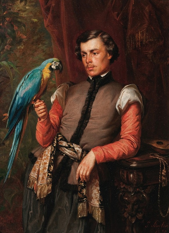 Józef Simmler - Nobleman with a Parrot