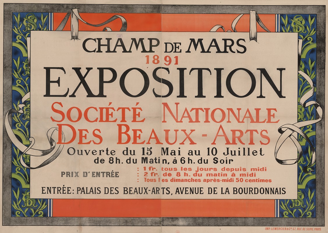 Anonymous - Champ de Mars, 1891. Exposition nationale, Société des Beaux-Arts