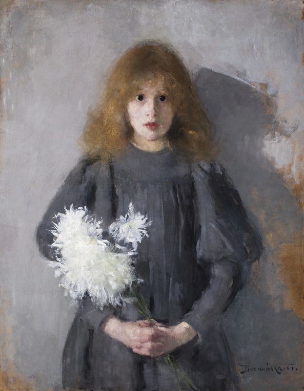 Olga Boznanska - Girl with Chrysanthemums