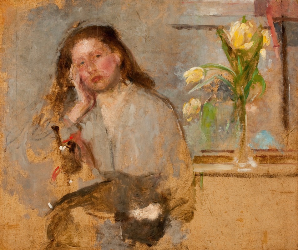 Olga Boznanska - Portrait Sketch of a Young Girl