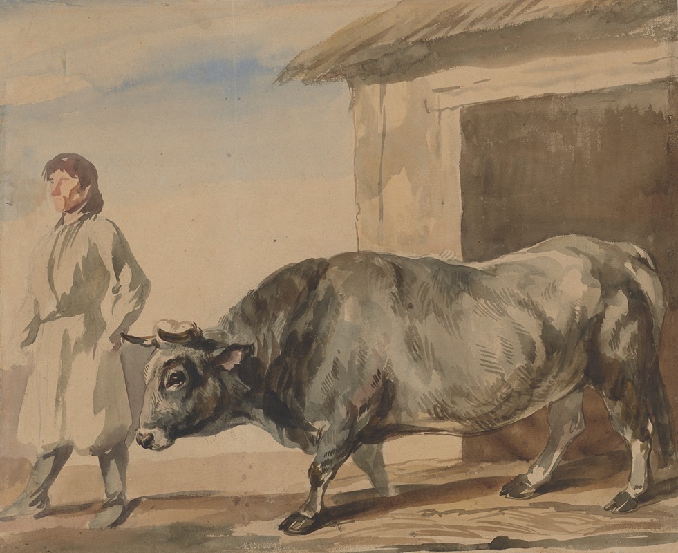 Piotr Michałowski - Grey ox and a peasant from Bolestraszyce