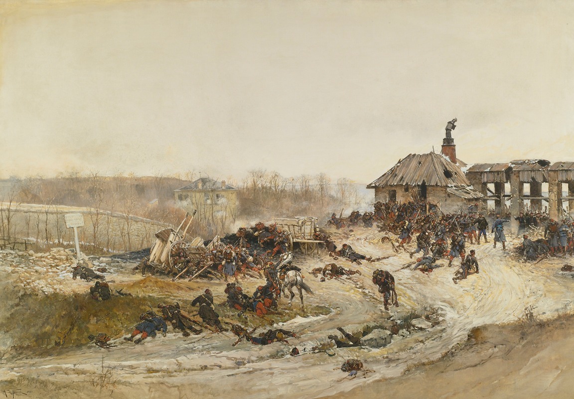 Alphonse Marie De Neuville - Le Four A Chaux; A Study For The Panorama Of The Battle Of Champigny