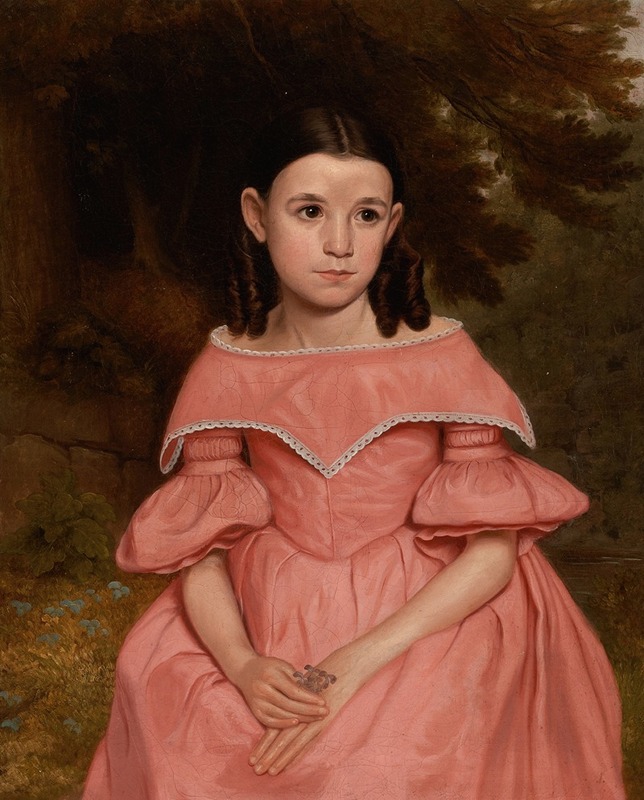 American School - Girl with Ringlets in Pink Dress
