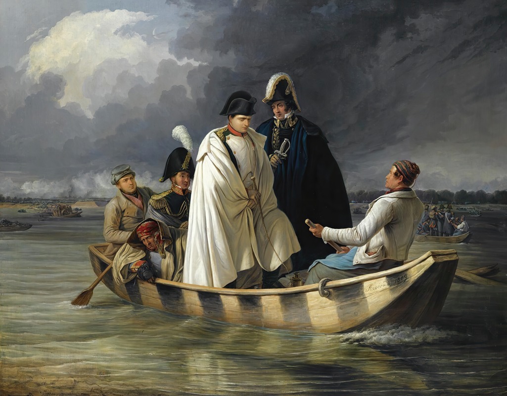 Anton von Perger - Napoleon Leaving The Lobau After The Defeat At The Battle Of Aspern