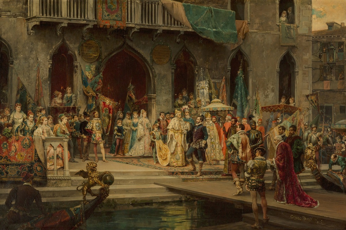 Cesare Auguste Detti - Henri III reçu par le doge Muccinigo au palais Foscari