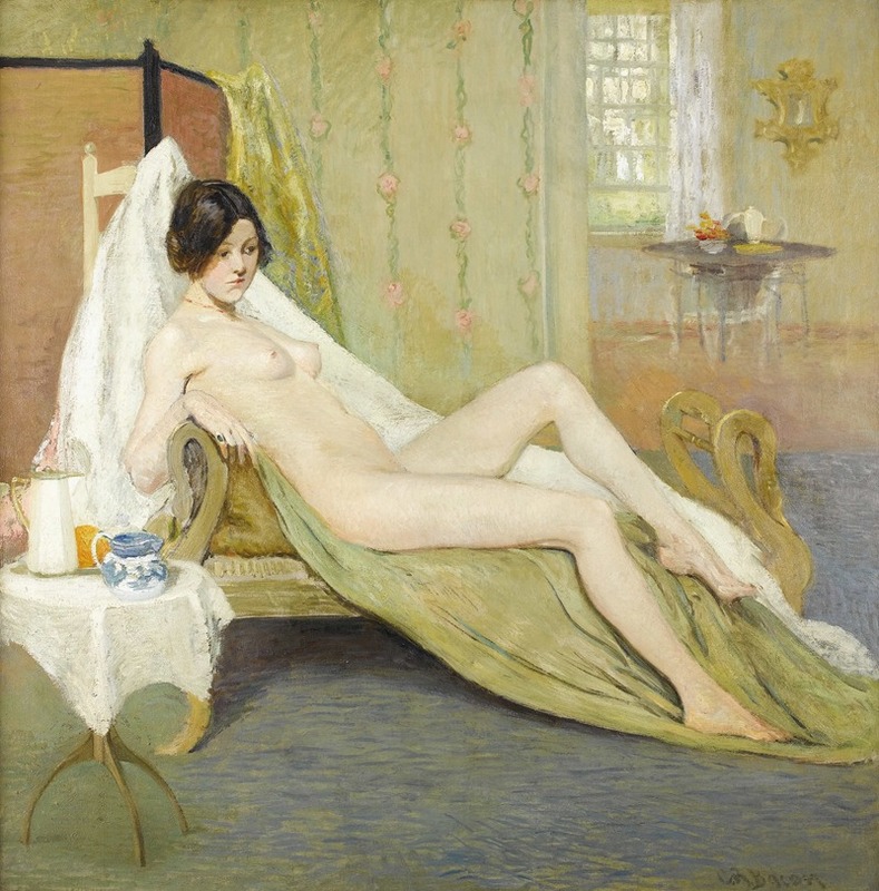 Charles Roswell Bacon - Female Nude In An Interior