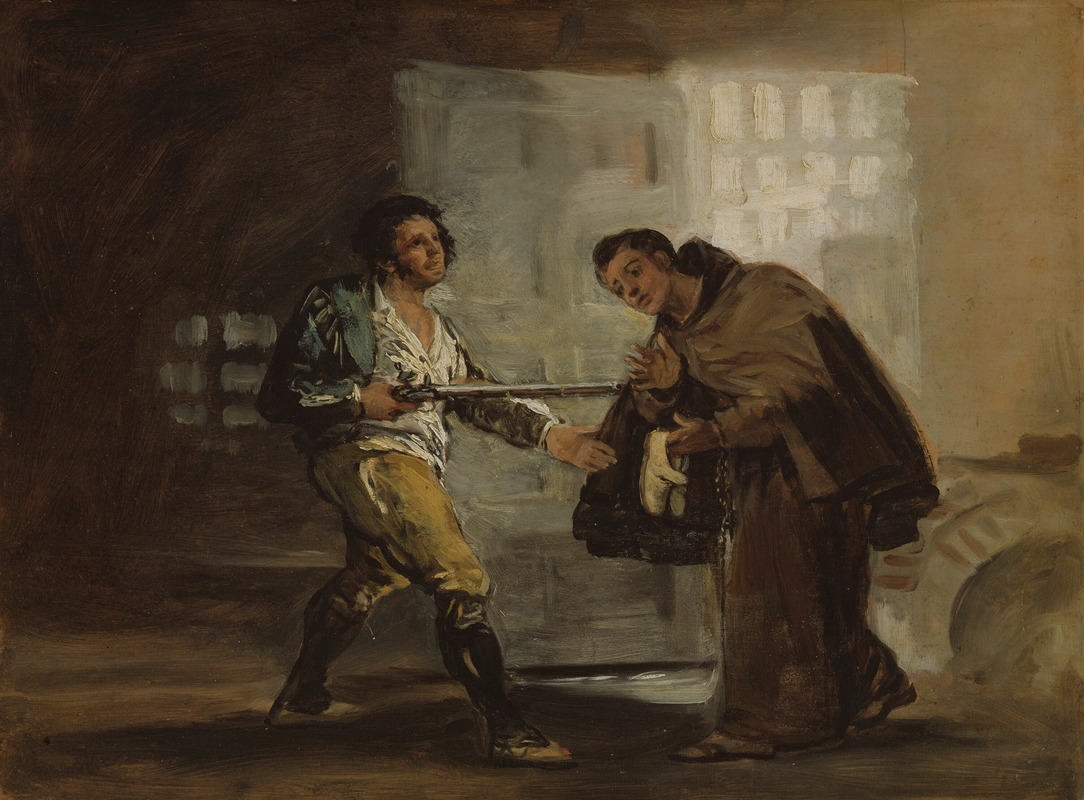 Francisco de Goya - Friar Pedro Offers Shoes to El Maragato and Prepares to Push Aside His Gun