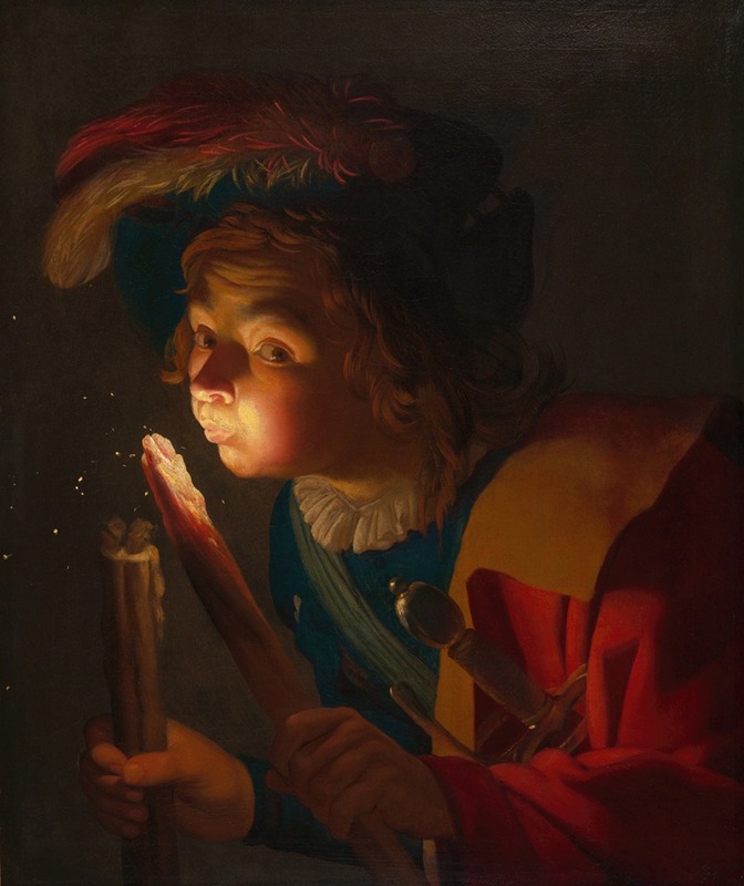 Gerard van Honthorst - A Boy Blowing on a Firebrand