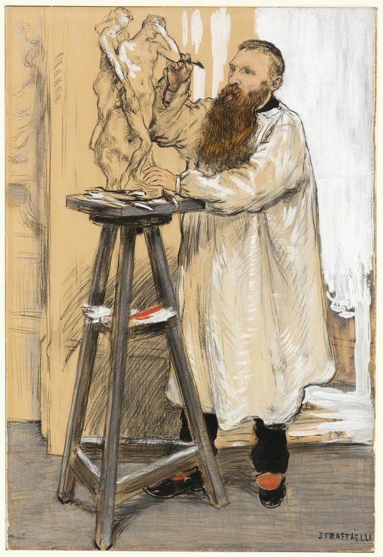 Jean François Raffaëlli - Portrait of the Sculptor Auguste Rodin in his Studio