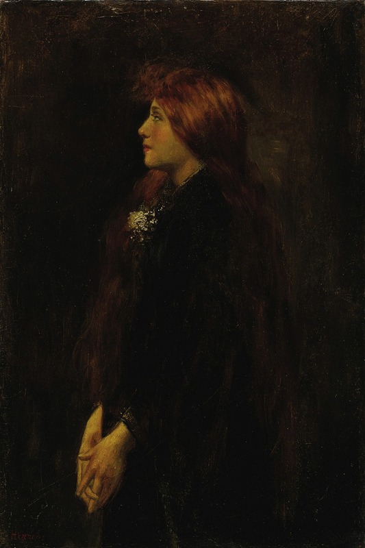Jean-Jacques Henner - Portrait, Red Haired Beauty Standing in Profile