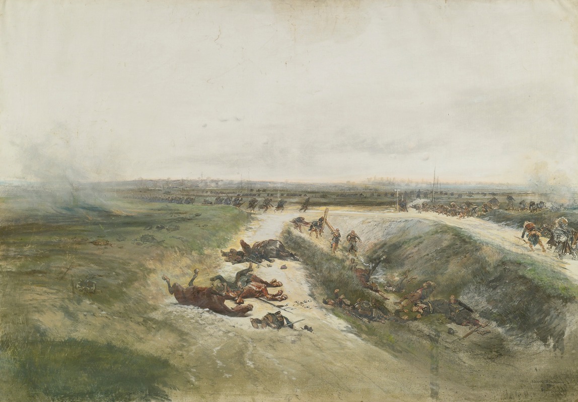 Jean-Baptiste Édouard Detaille - Une L’offensive Militaire; A Study For The Panorama Of The Battle Of Champigny