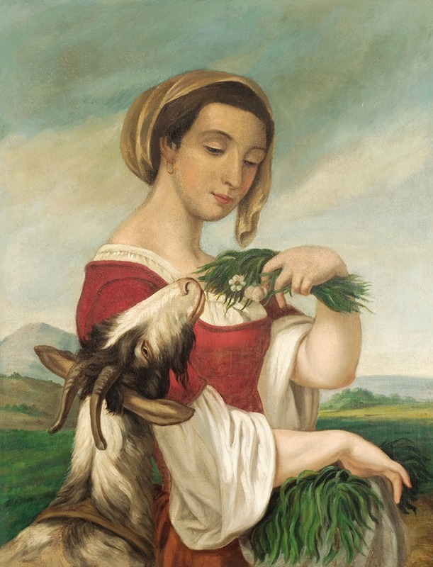 Juan Cordero - Portrait of a Woman with a Goat