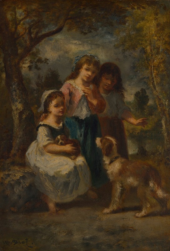 Narcisse-Virgile Diaz de La Peña - Three Little Girls