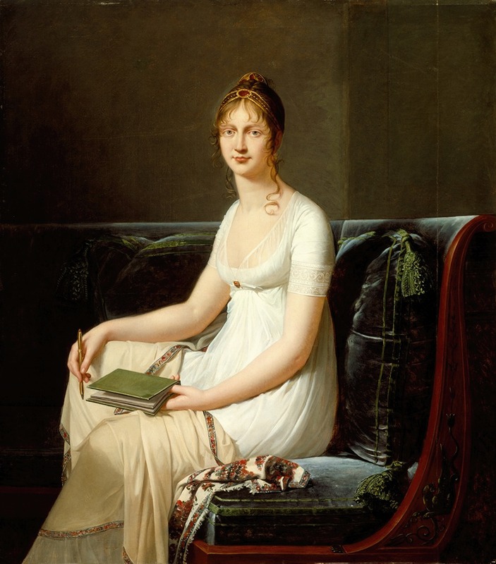 Robert Jacques François Lefèvre - Portrait of a Woman Holding a Pencil and a Drawing Book
