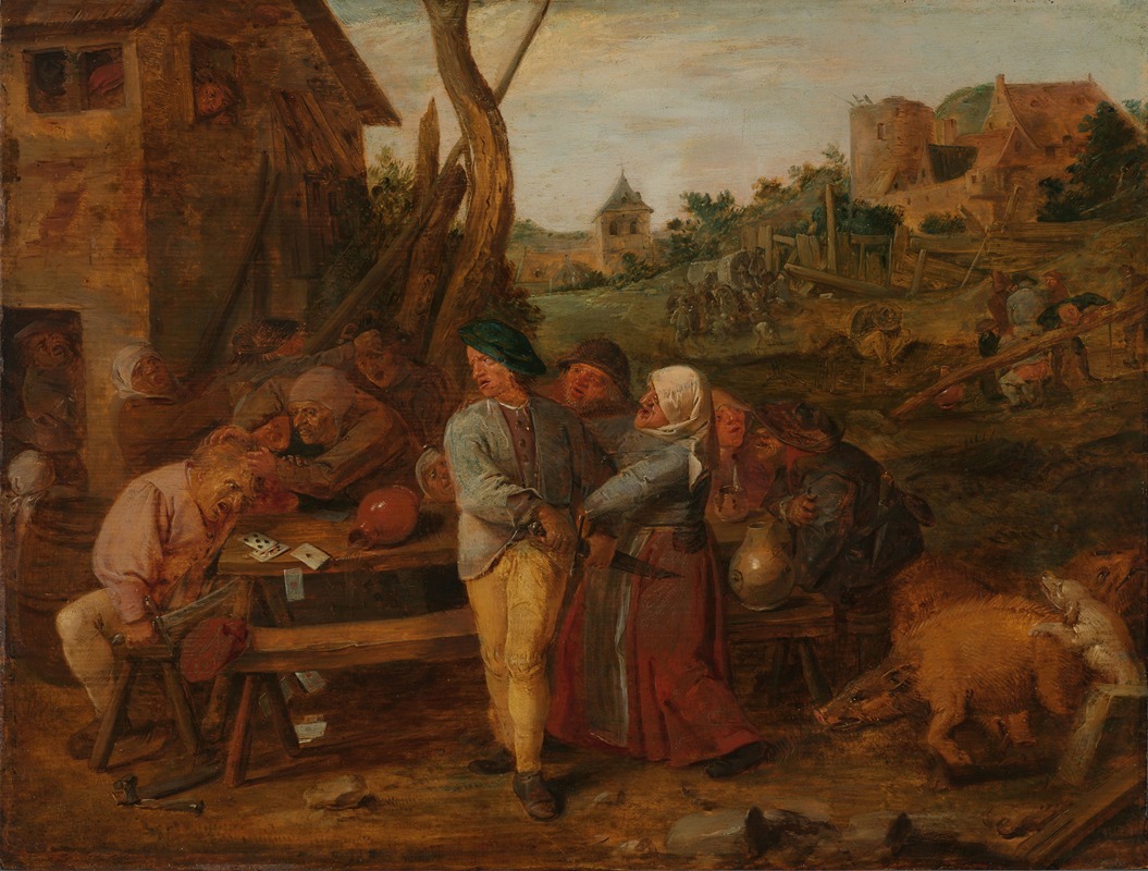 Adriaen Brouwer - Card Fight outside a Country Tavern