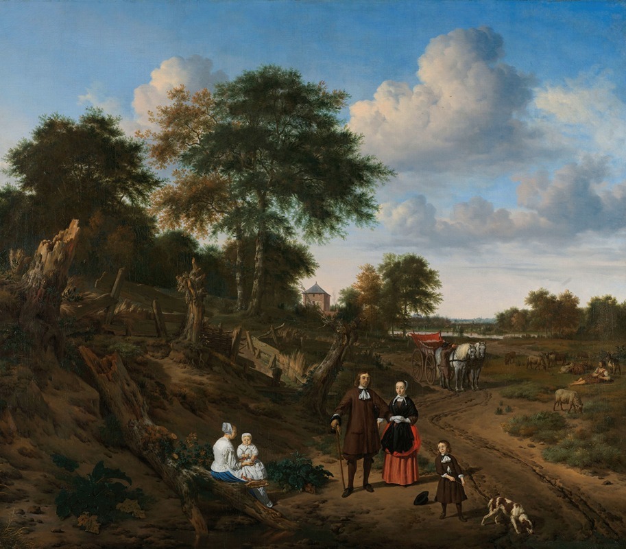 Adriaen van de Velde - Portrait of a Couple with Two Children and a Nurse in a Landscape