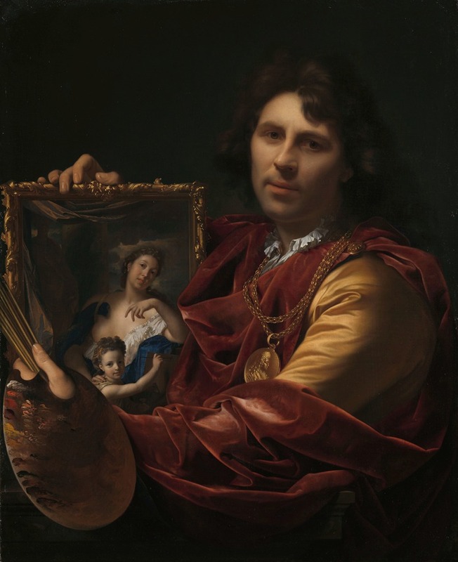 Adriaen van der Werff - Self-portrait with the Portrait of his Wife, Margaretha van Rees, and their Daughter Maria