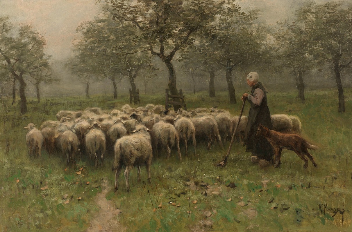 Anton Mauve - Shepherdess with a Flock of Sheep