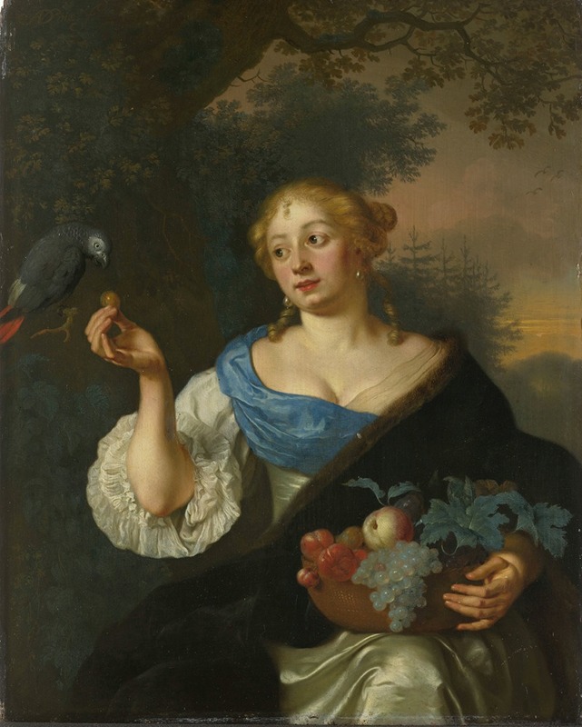 Ary de Vois - A young Woman with a Parrot