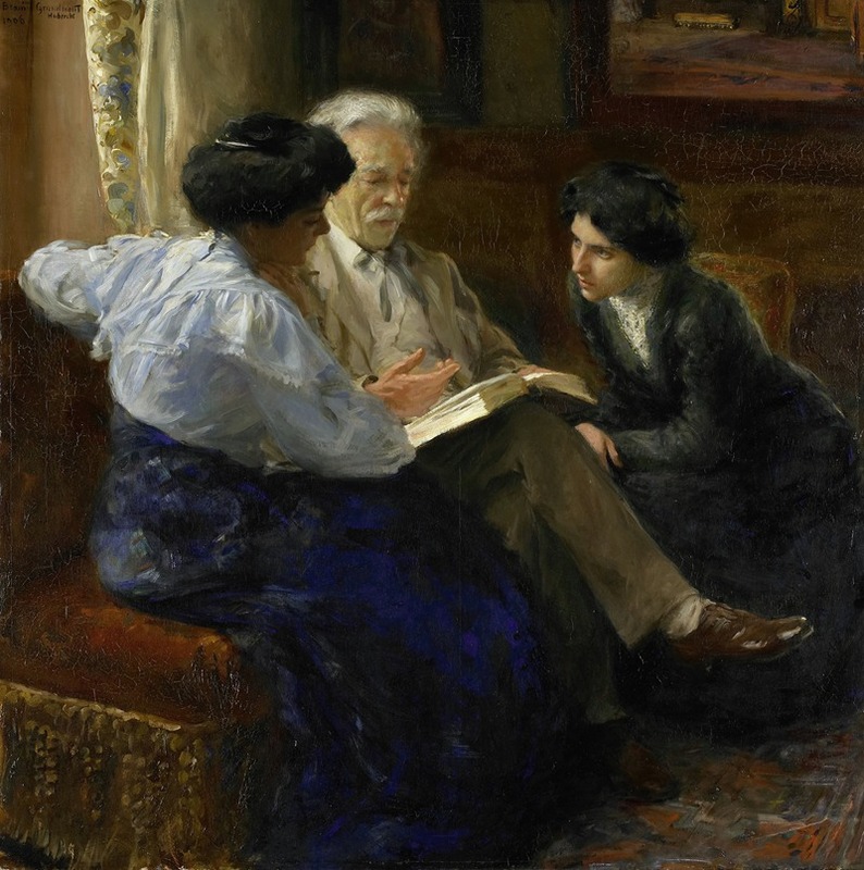 Bramine Hubrecht - Alphons Marie Antoine Joseph Grandmont (1837-1909), the Artist’s second husband, Tutoring two Italian Girls